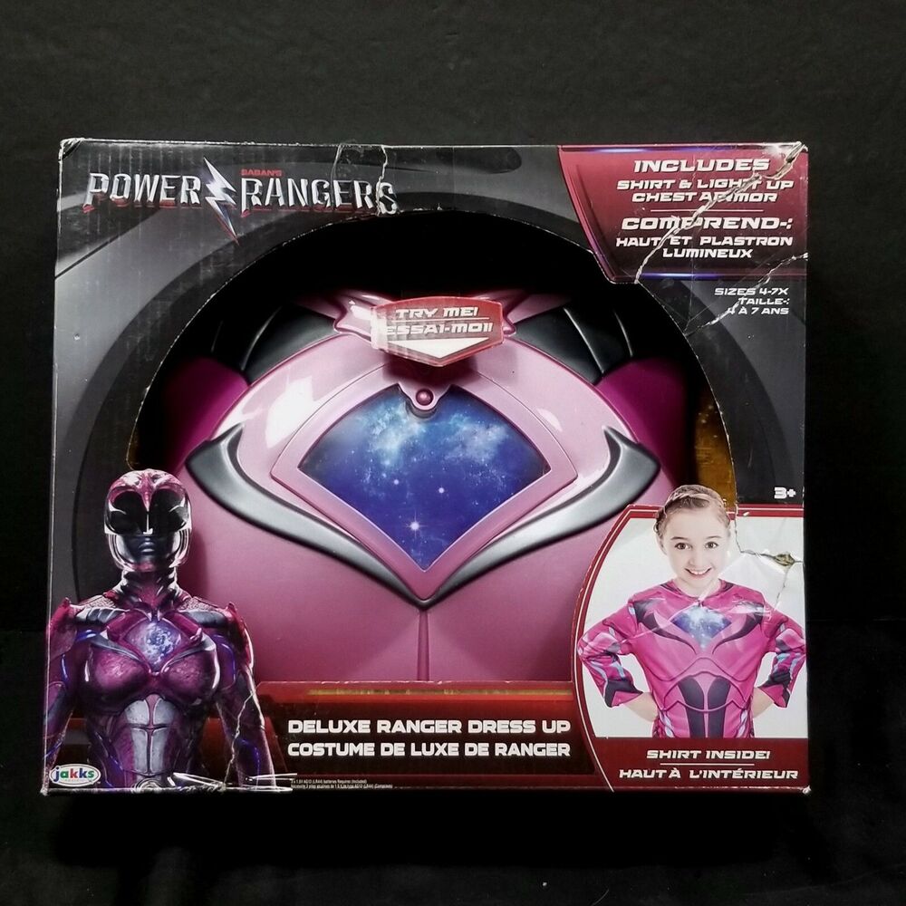 Power Rangers Deluxe Dress Light Up Costume Size 4-7 Pink Shirt Armor Halloween